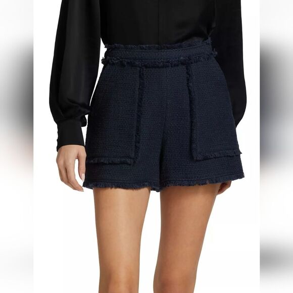 Cinq a Sept Allen Boucle Tweed Tailored Fit Shorts Navy Blue Women's Size 10 - Picture 3 of 14